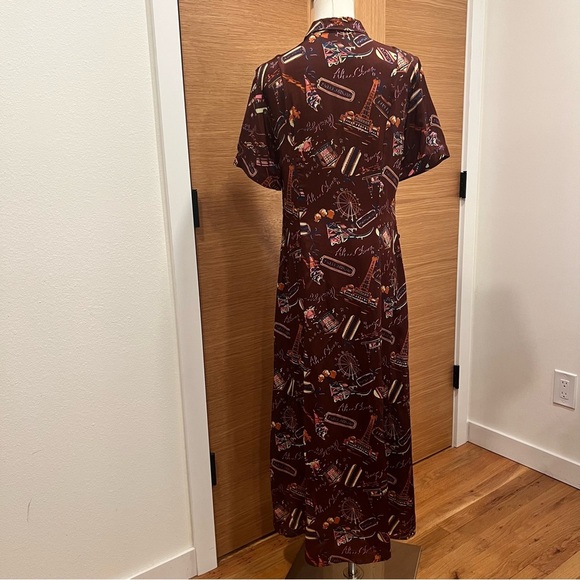 Elegant ALEXA CHUNG 
Printed dress | Burgundy| Patterned Dress | size 10 - Picture 8 of 15